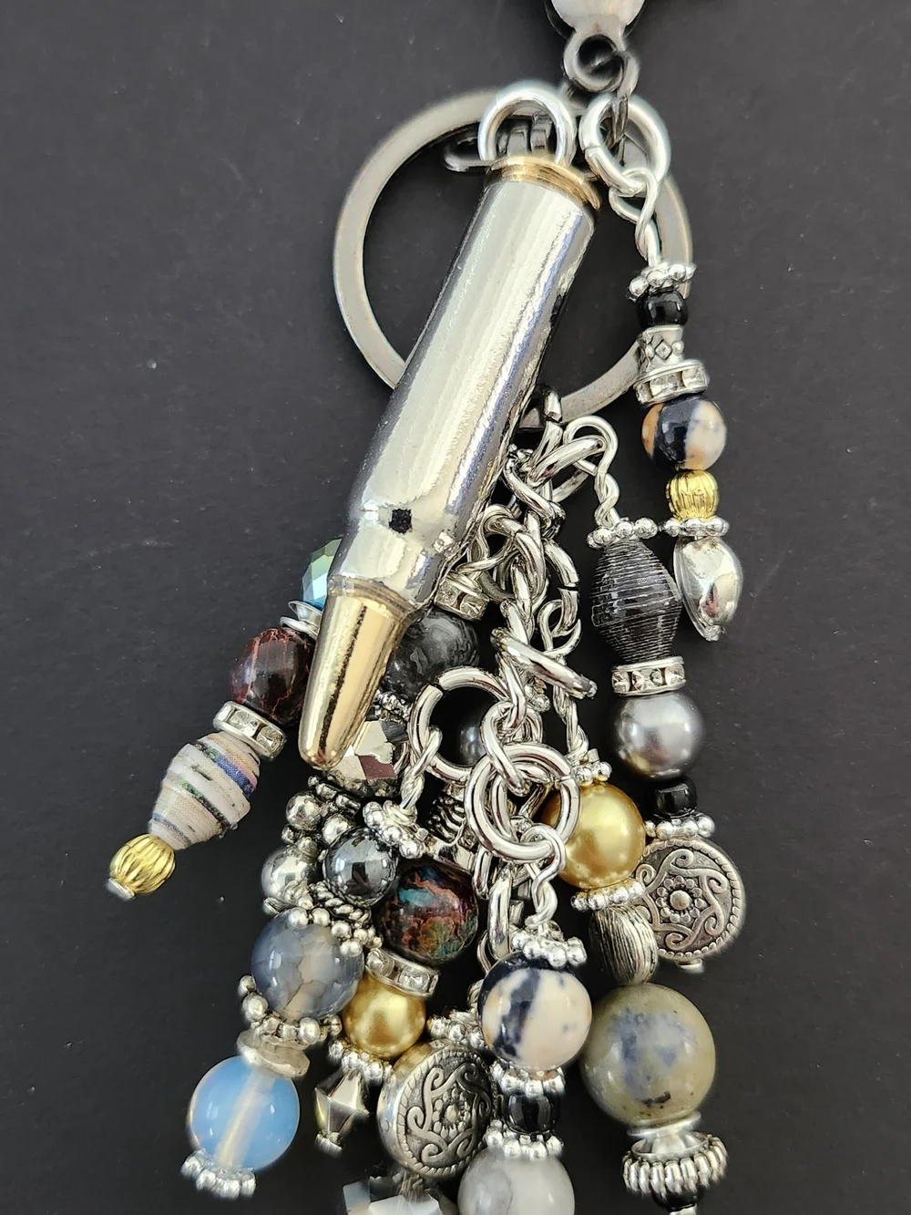 Ammo Purse Charm or Keychain Agate Rhodolite Granite Handcrafted